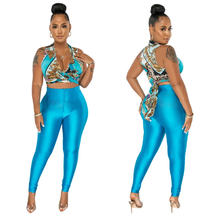 Load image into Gallery viewer, Sexy Deep V-Neck Lace-Up Top+Pencil Pants Two Piece Set
