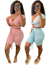 Load image into Gallery viewer, Solid Color Bandage Tight Two Piece Shorts Set
