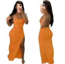 Load image into Gallery viewer, Sexy Backless Solid Color Long Dress
