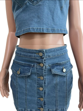 Load image into Gallery viewer, Sexy Denim Off Shoulder Tops And Skirts Two Piece Set

