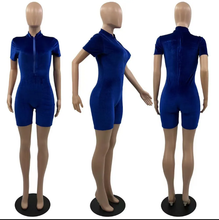 Load image into Gallery viewer, Velvet Short Sleeve Solid Romper
