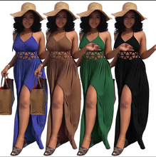 Load image into Gallery viewer, Sexy Hollow Backless Tie Split Maxi Dress
