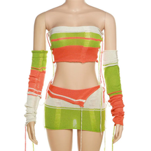 Load image into Gallery viewer, Fashion Knit Contrast Color Top Short Skirt Two Piece Set
