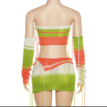 Load image into Gallery viewer, Fashion Knit Contrast Color Top Short Skirt Two Piece Set
