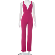 Load image into Gallery viewer, Solid Deep V Neck Bandage Backless Jumpsuit
