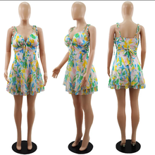Load image into Gallery viewer, Chiffon Lace-Up Fashion Printed Sling Dress
