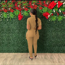 Load image into Gallery viewer, Solid Short Sleeve Shirt And Slit Pants Two Piece Set
