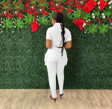 Load image into Gallery viewer, Solid Short Sleeve Shirt And Slit Pants Two Piece Set

