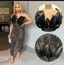 Load image into Gallery viewer, Plus Size Feather Patchwork Hot Drill Jumpsuit
