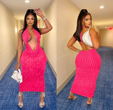 Load image into Gallery viewer, Solid Hollow Out Wave Pattern Sexy Long Dress
