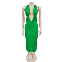Load image into Gallery viewer, Solid Hollow Out Wave Pattern Sexy Long Dress
