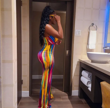 Load image into Gallery viewer, Plus Size Colorful Print Cross Lace Up Jumpsuit
