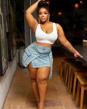 Load image into Gallery viewer, Fashion Denim Tie Up Pocket Skirt
