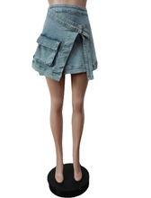Load image into Gallery viewer, Fashion Denim Tie Up Pocket Skirt
