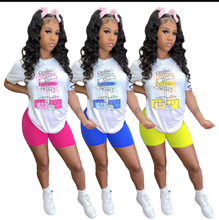 Load image into Gallery viewer, Casual Printed T Shirt And Shorts 2 Piece Sets

