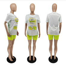 Load image into Gallery viewer, Casual Printed T Shirt And Shorts 2 Piece Sets
