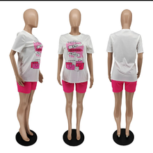 Load image into Gallery viewer, Casual Printed T Shirt And Shorts 2 Piece Sets
