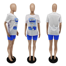 Load image into Gallery viewer, Casual Printed T Shirt And Shorts 2 Piece Sets
