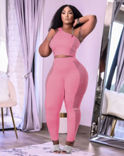 Load image into Gallery viewer, Sexy Mesh Patchwork Off Shoulder 2 Piece Pants Set
