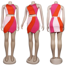 Load image into Gallery viewer, Fashion Sexy Slim Colorblock Tank Top And Skirt Two Piece Set
