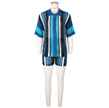 Load image into Gallery viewer, Contrast Color Hollow Out Knit Two Piece Shorts Set
