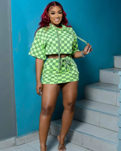 Load image into Gallery viewer, Plaid Print Hooded Two Piece Skirts Set
