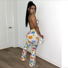 Load image into Gallery viewer, Sexy Deep V Neck Print Backless Jumpsuit
