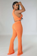 Load image into Gallery viewer, Solid Sleeveless Tops And Flare Pant Two Piece Set
