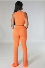 Load image into Gallery viewer, Solid Sleeveless Tops And Flare Pant Two Piece Set
