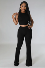 Load image into Gallery viewer, Solid Sleeveless Tops And Flare Pant Two Piece Set

