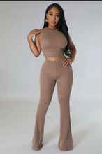 Load image into Gallery viewer, Solid Sleeveless Tops And Flare Pant Two Piece Set
