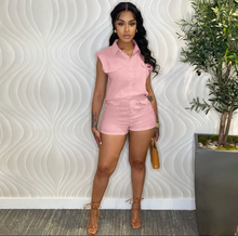 Load image into Gallery viewer, Casual Solid Color Sleeveless Two Piece Shorts Set
