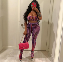 Load image into Gallery viewer, Sexy Mesh Print Hollow Sling Top And Pants Set
