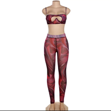 Load image into Gallery viewer, Sexy Mesh Print Hollow Sling Top And Pants Set
