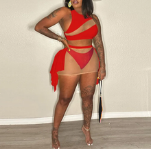 Load image into Gallery viewer, Plus Size Mesh Patchwork See Through Swimsuit Three Piece Set
