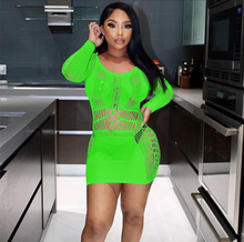 Load image into Gallery viewer, Long Sleeve Mesh Sexy Nightclub Dress
