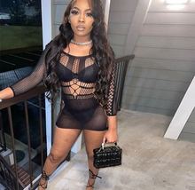 Load image into Gallery viewer, Long Sleeve Mesh Sexy Nightclub Dress
