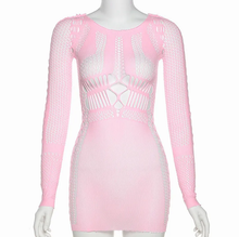 Load image into Gallery viewer, Long Sleeve Mesh Sexy Nightclub Dress
