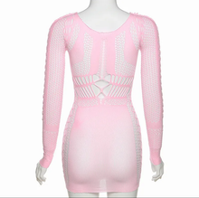 Load image into Gallery viewer, Long Sleeve Mesh Sexy Nightclub Dress
