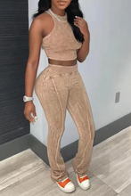 Load image into Gallery viewer, Fashion Patchwork Sleeveless Vest And Pants 2 Piece Set
