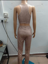 Load image into Gallery viewer, Fashion Patchwork Sleeveless Vest And Pants 2 Piece Set
