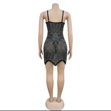 Load image into Gallery viewer, Sexy Mesh Hot Drill Sling Tassel Mini Dress
