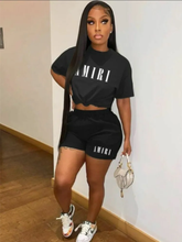 Load image into Gallery viewer, Printed Short Sleeve Shorts Two Piece Set
