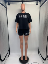 Load image into Gallery viewer, Printed Short Sleeve Shorts Two Piece Set

