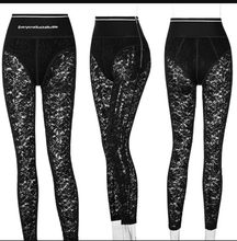 Load image into Gallery viewer, Black Lace High Waist Skinny Pants
