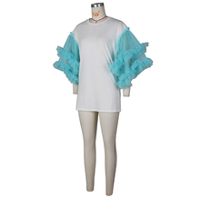 Load image into Gallery viewer, Mesh Patchwork Sleeve Loose Solid T Shirt
