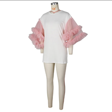 Load image into Gallery viewer, Mesh Patchwork Sleeve Loose Solid T Shirt

