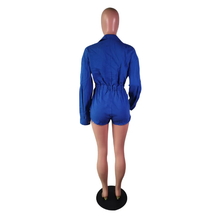 Load image into Gallery viewer, Fashion Solid Color Long Sleeve Denim Romper
