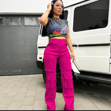 Load image into Gallery viewer, Solid Color Multi-Pocket Casual Pants
