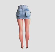 Load image into Gallery viewer, Fashion Pocket Patchwork Denim Skirt
